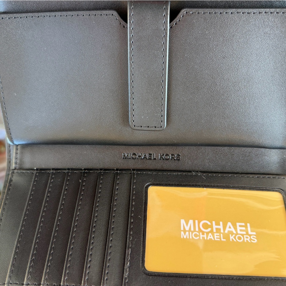 Michael Kors Jet Set Travel Double Zip Phone Wallet Wristlet MK Silver/Black - Picture 7 of 15